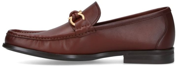 Ferragamo Sleek Leather Loafers With Gold-Tone Detailing Bruin