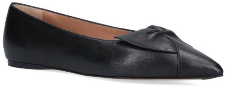 Ferragamo Pointed Toe Black Nappa Flats Zwart