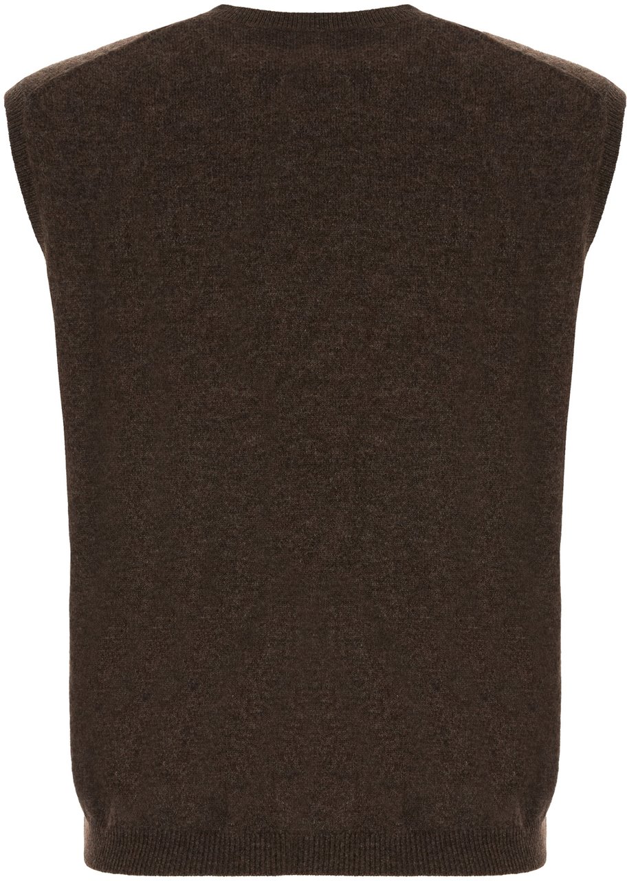 Ferragamo Ferragamo Chocolate stretch wool blend sleeveless sweater Bruin