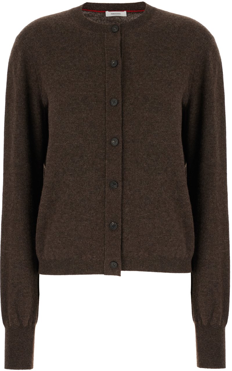 Ferragamo Ferragamo Chocolate stretch wool blend cardigan Bruin