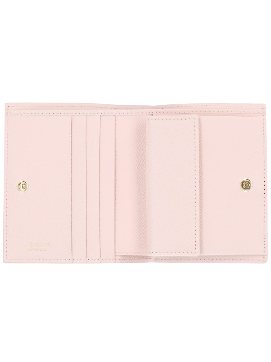 Ferragamo Pale Pink Calf Leather Wallet Neutraal