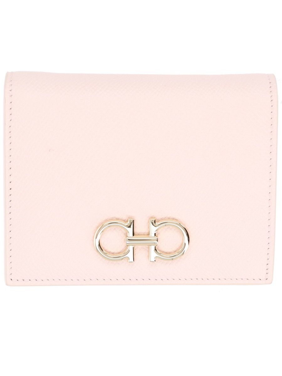 Ferragamo Pale Pink Calf Leather Wallet Neutraal