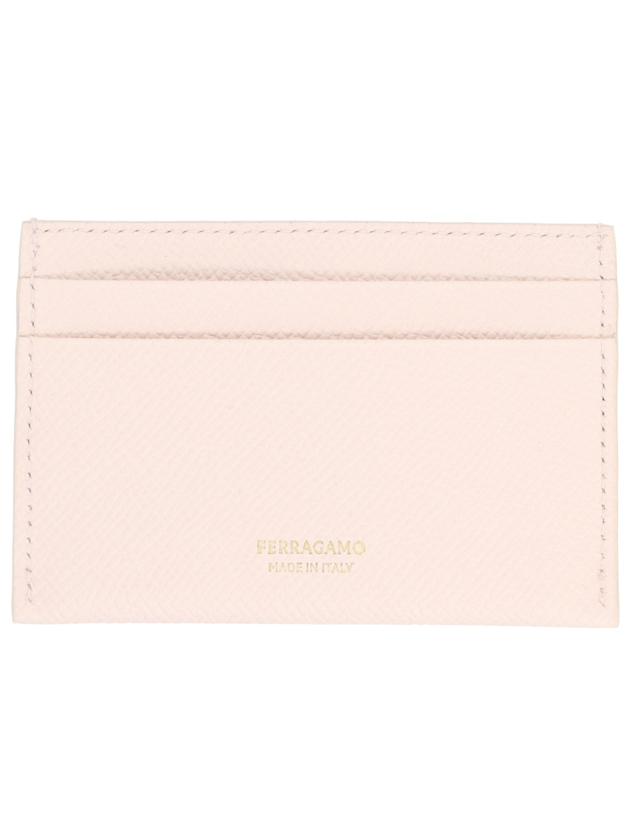 Ferragamo Gancini Calf Leather Pink Card Holder Neutraal