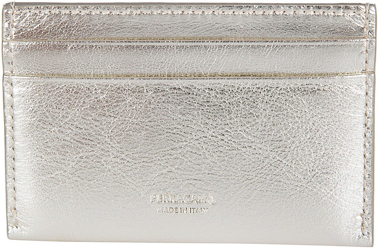 Ferragamo Laminated Calf Leather Wallet with Gold-tone Gancini Ornament Wit