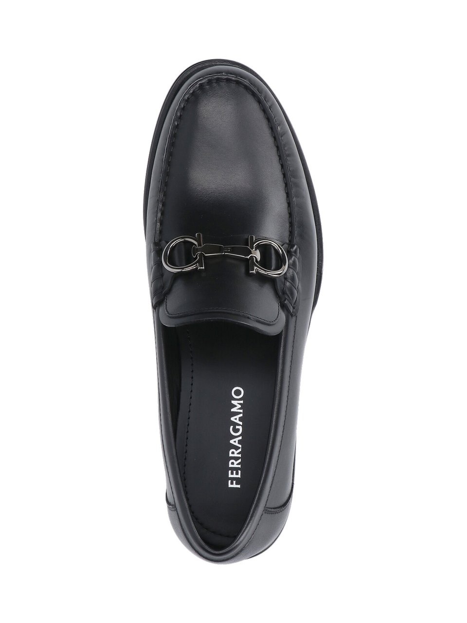 Ferragamo Smooth Leather Moccasin Toe Shoes with Polished Finish Zwart