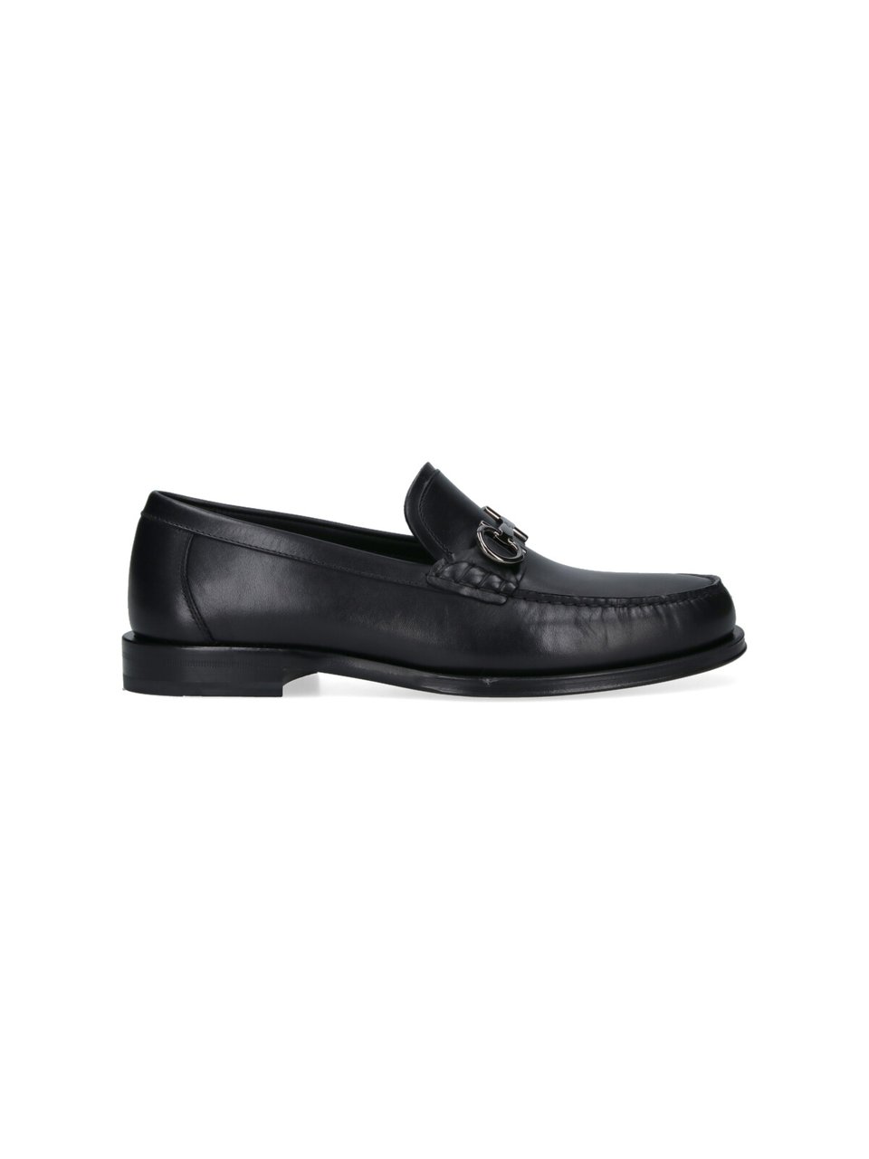Ferragamo Smooth Leather Moccasin Toe Shoes with Polished Finish Zwart