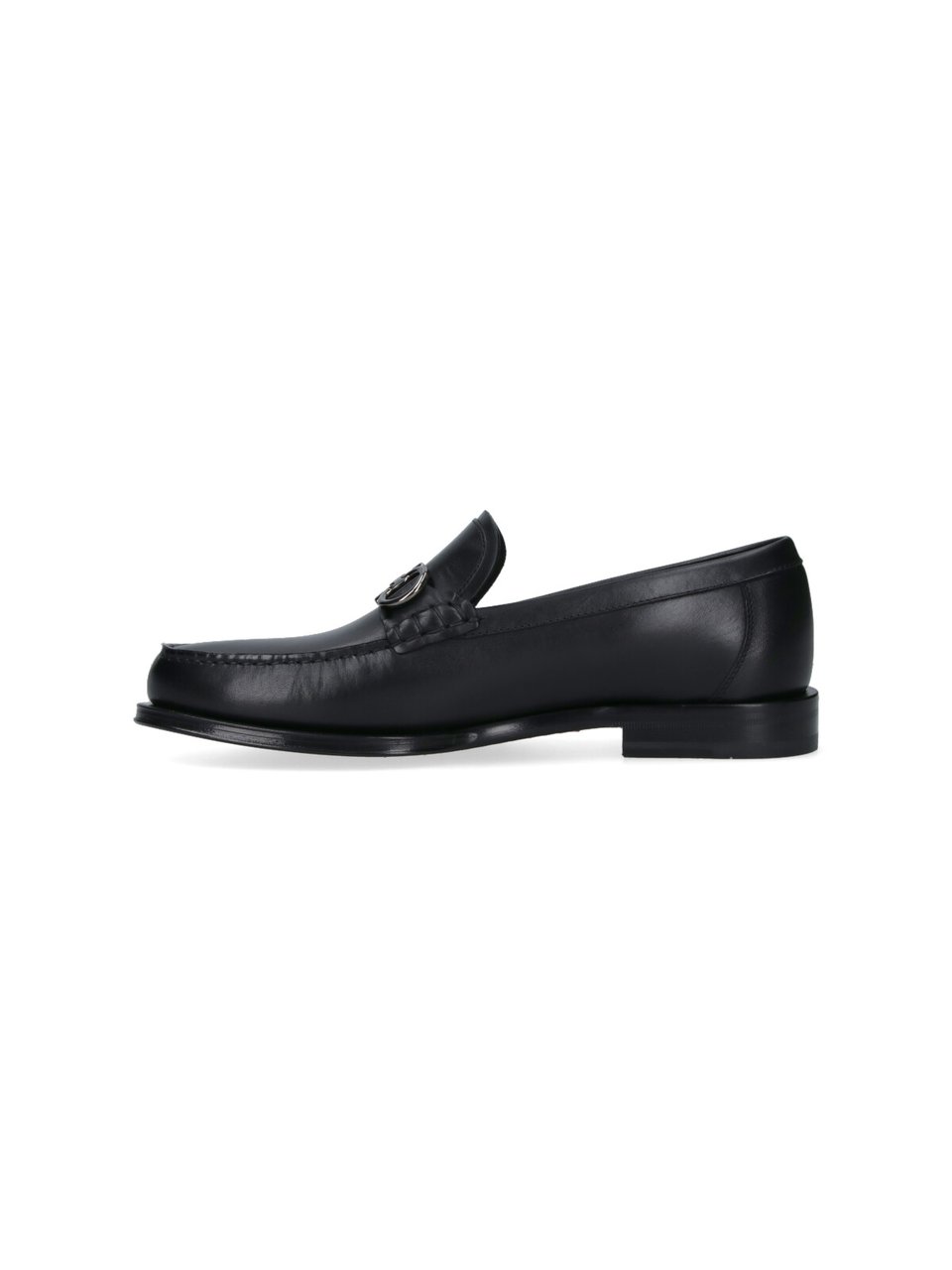 Ferragamo Smooth Leather Moccasin Toe Shoes with Polished Finish Zwart