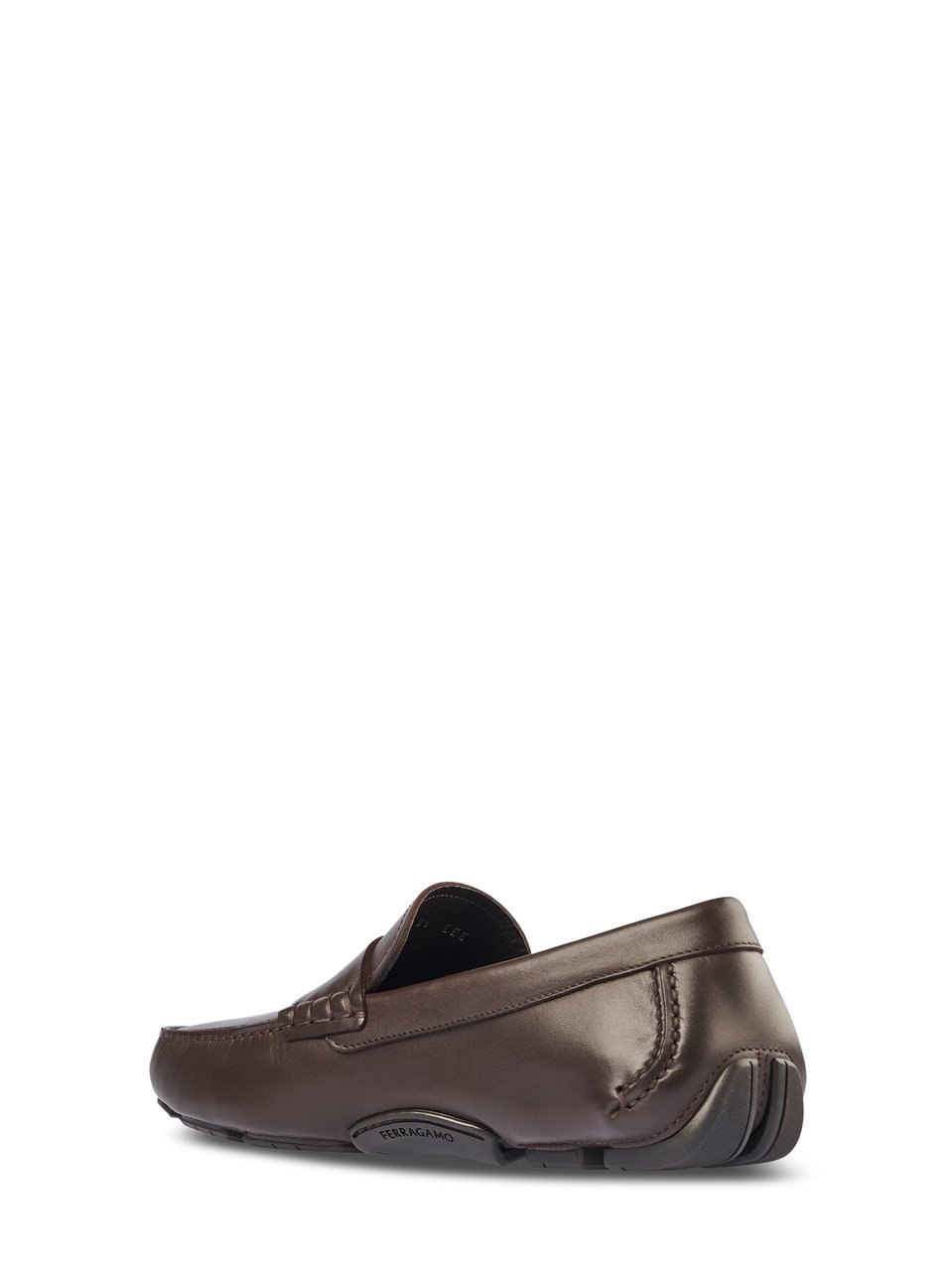 Ferragamo Penny Strap Loafers with Braided Accents and Stitched Detailing Bruin