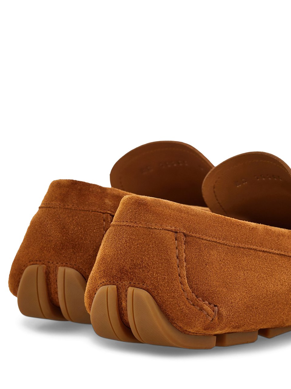 Ferragamo Classic Suede Loafers with Metallic Accent and Traction Sole Oranje