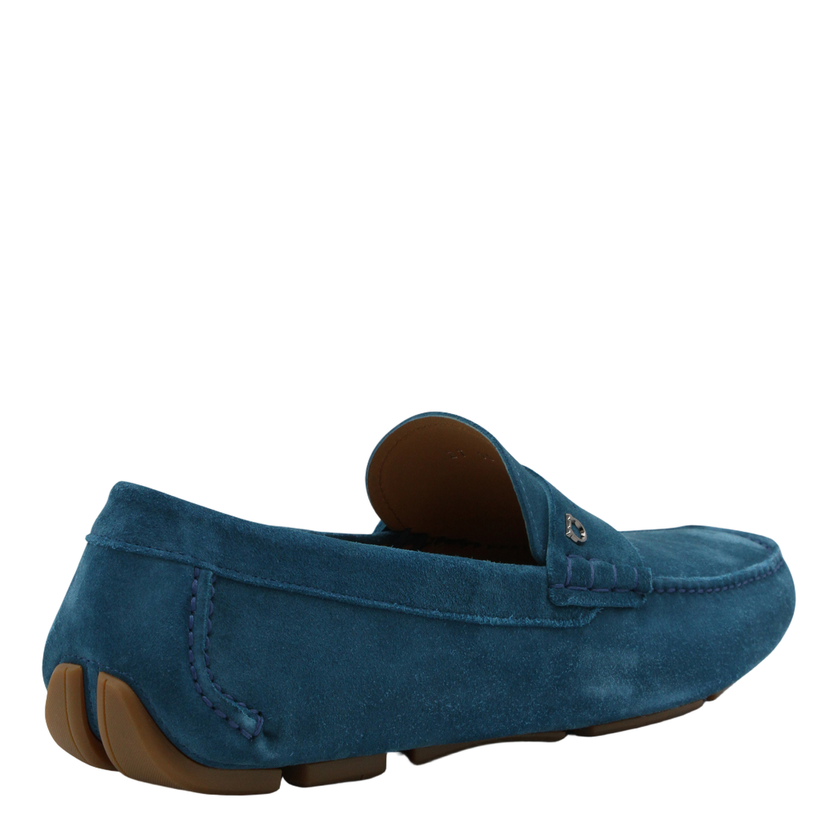Ferragamo Suede Loafer-Designed Flat Shoes with Moccasin Stitching Groen