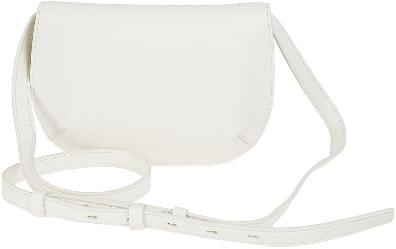 Ferragamo Rectangular White Calf Leather Shoulder Bag Wit