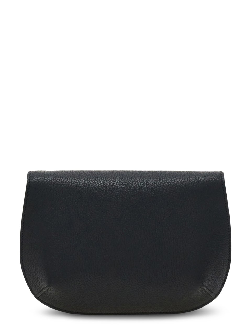 Ferragamo Structured Pebbled Leather Shoulder Bag with Gold-Tone Clasp Zwart