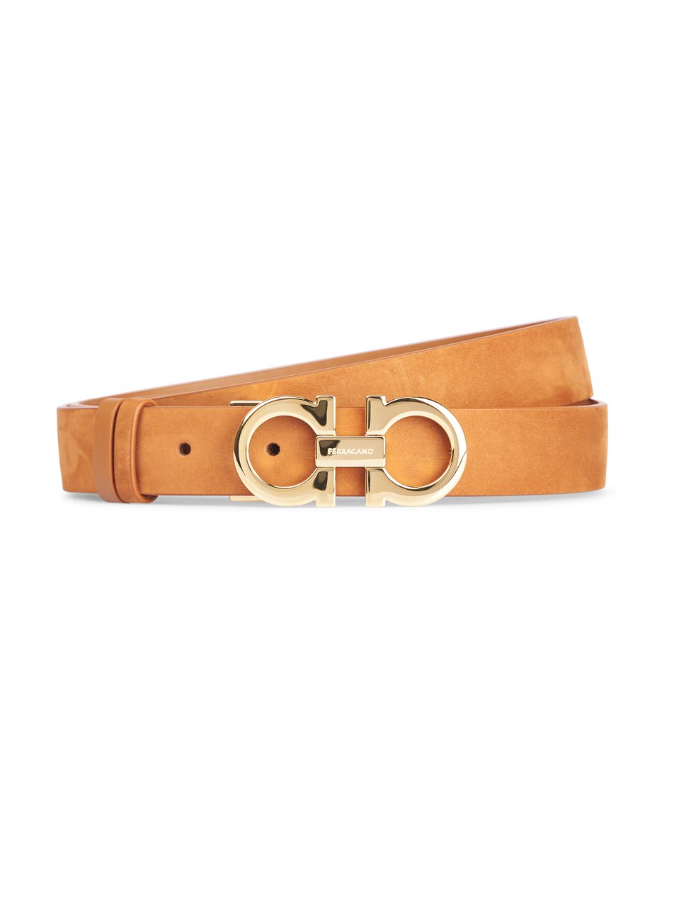 Ferragamo Slim Tan Calf Leather Belt Neutraal