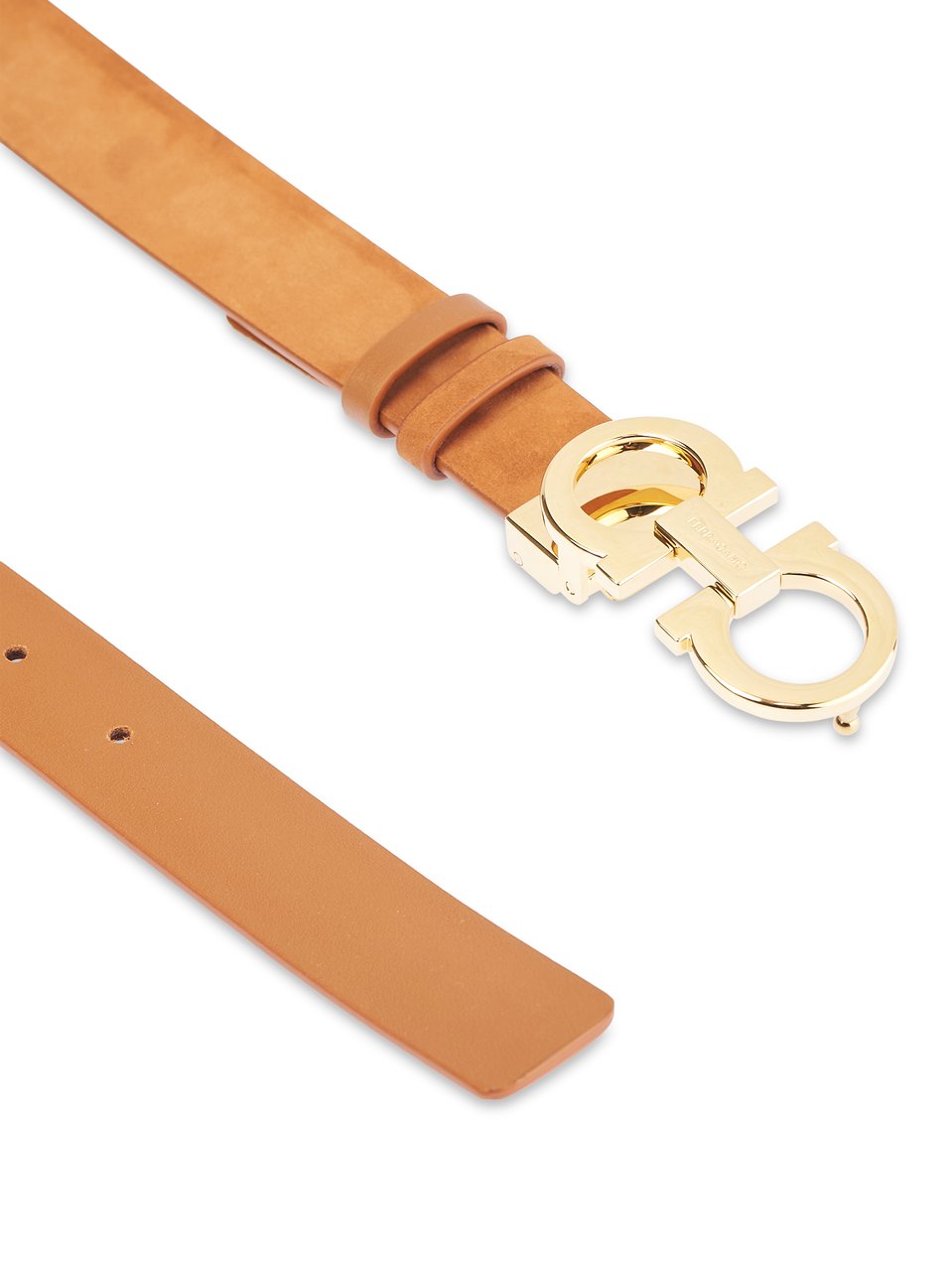 Ferragamo Slim Tan Calf Leather Belt Neutraal