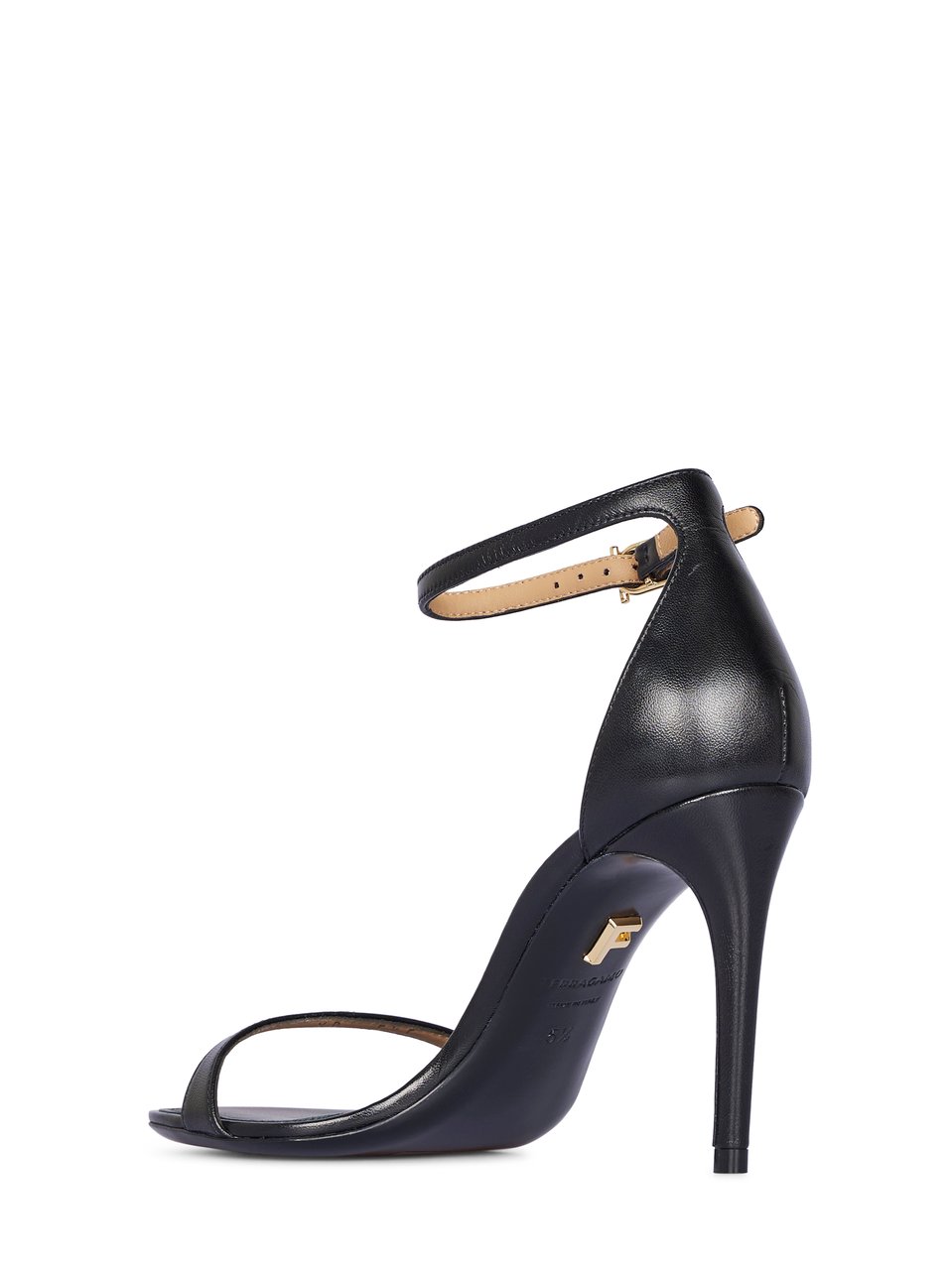 Ferragamo Minimalist Black Sandals with Ankle Strap Maroon