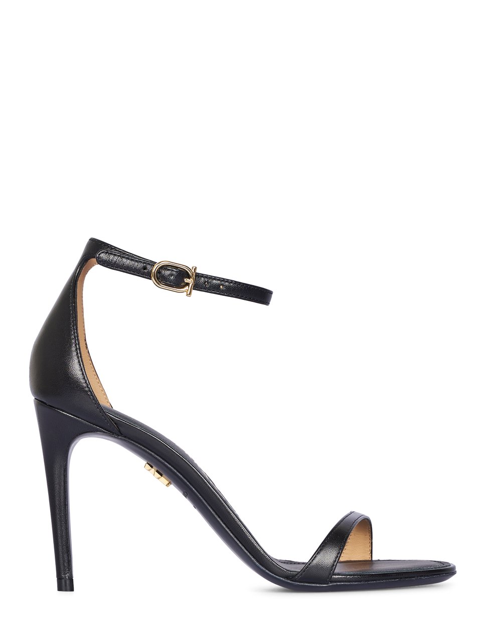 Ferragamo Minimalist Black Sandals with Ankle Strap Maroon