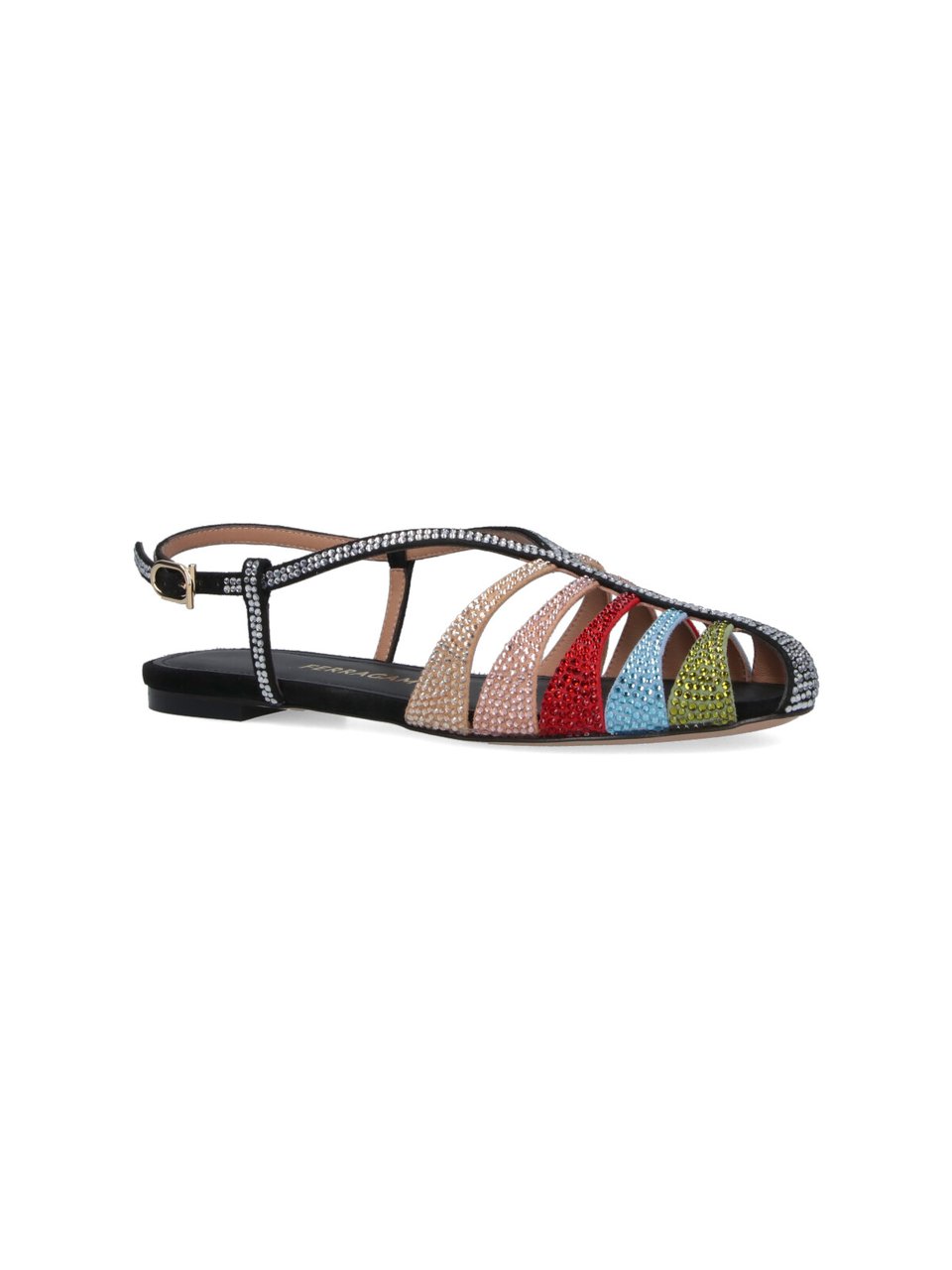 Ferragamo Playful Multicolour Strappy Sandals with Flat Sole Neutraal