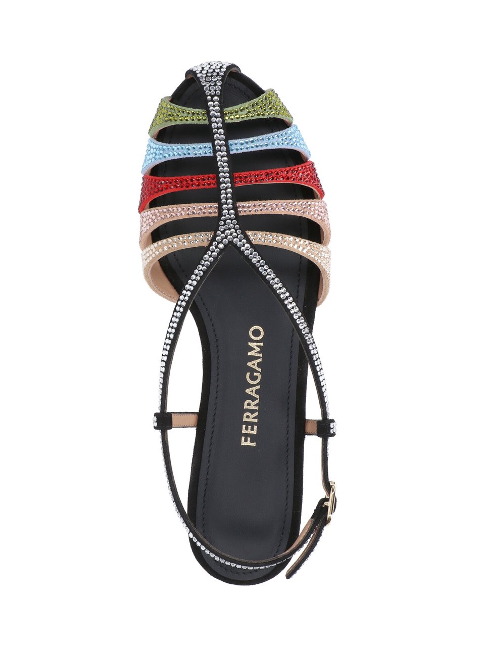 Ferragamo Playful Multicolour Strappy Sandals with Flat Sole Neutraal