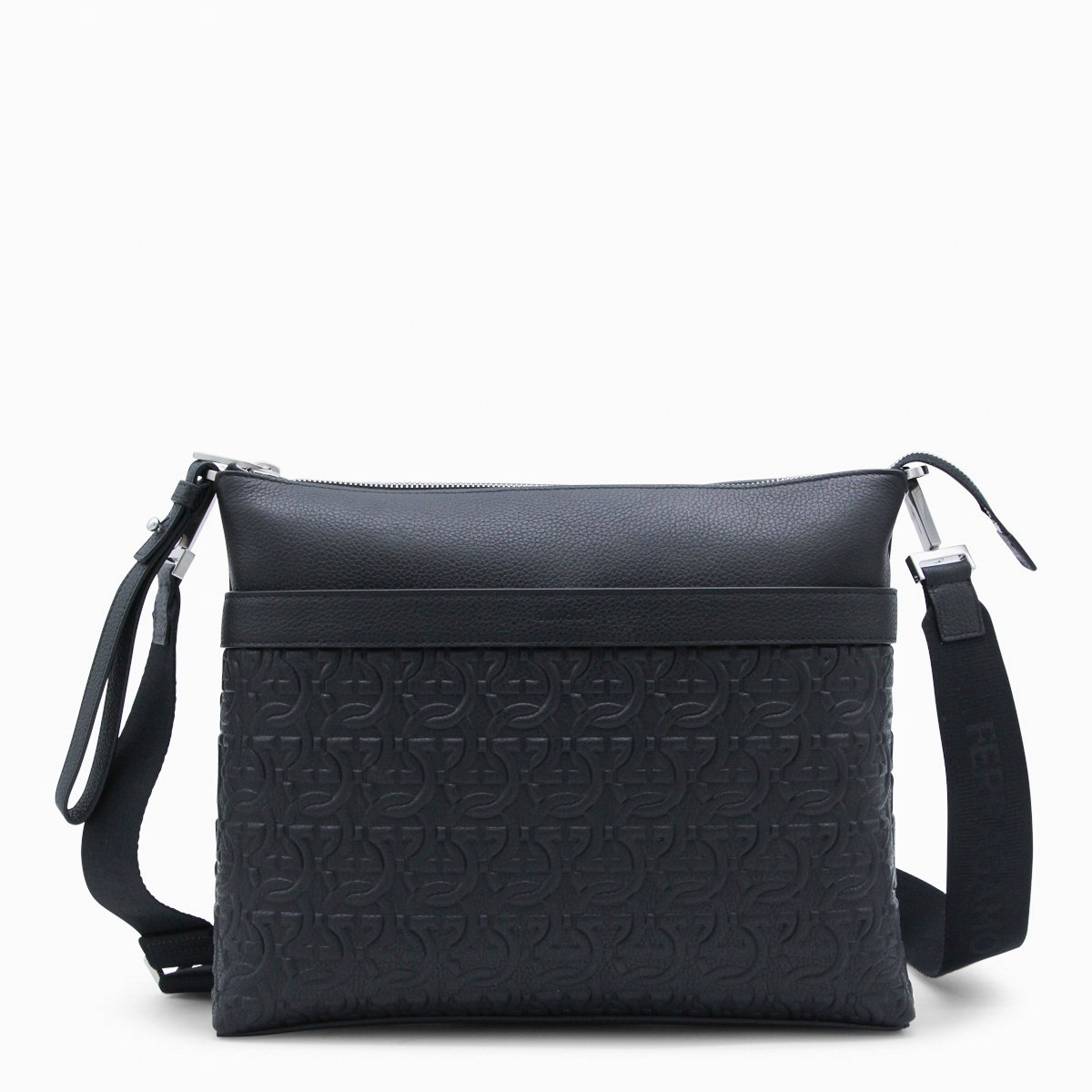 Ferragamo Structured Black Bag with Clean Lines Zwart