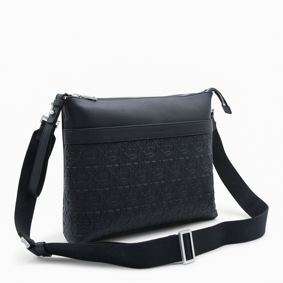 Ferragamo Structured Black Bag with Clean Lines Zwart