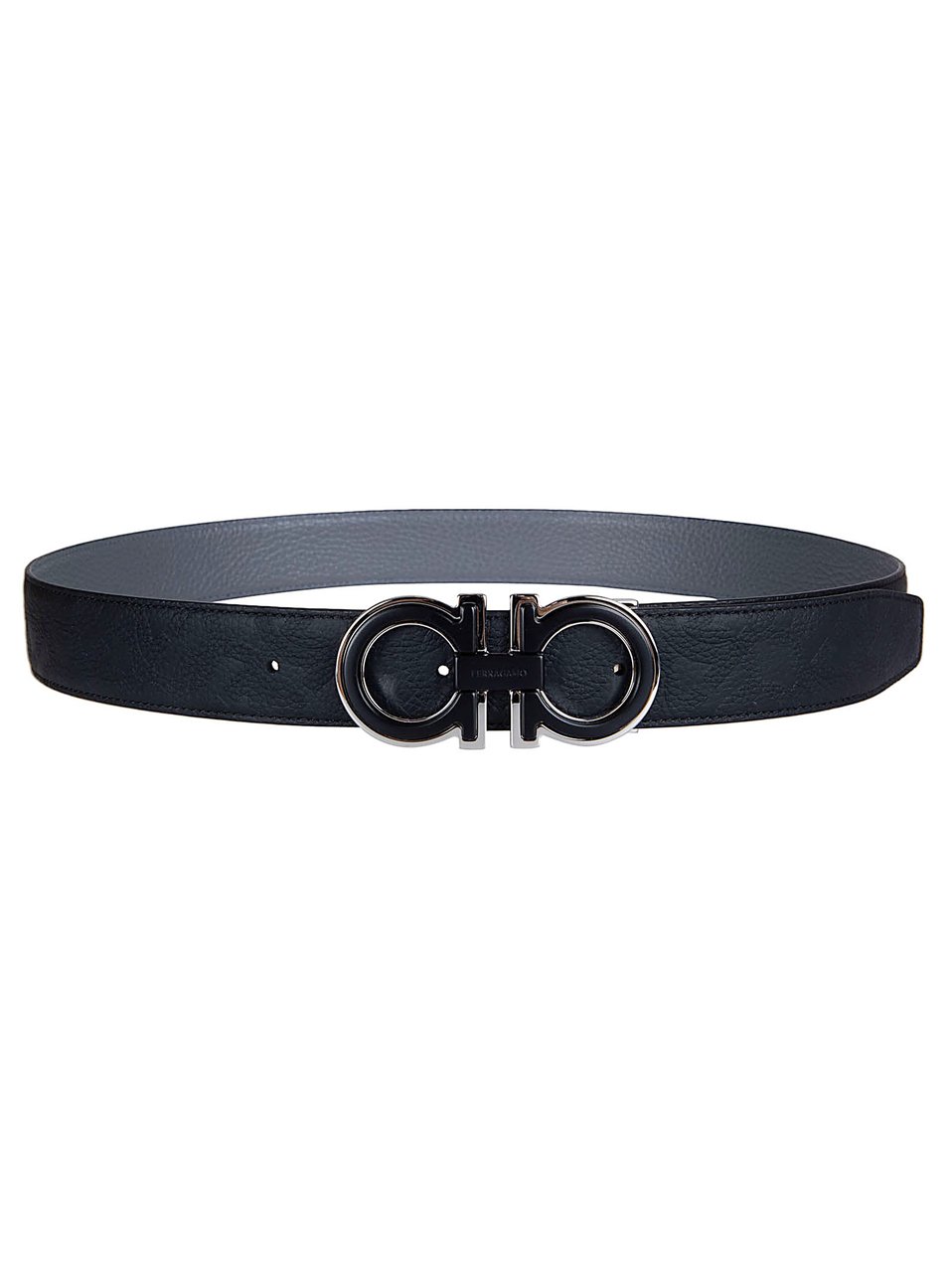 Ferragamo Dual-Sided Calfskin Leather Belt with Gancini Buckle Zwart