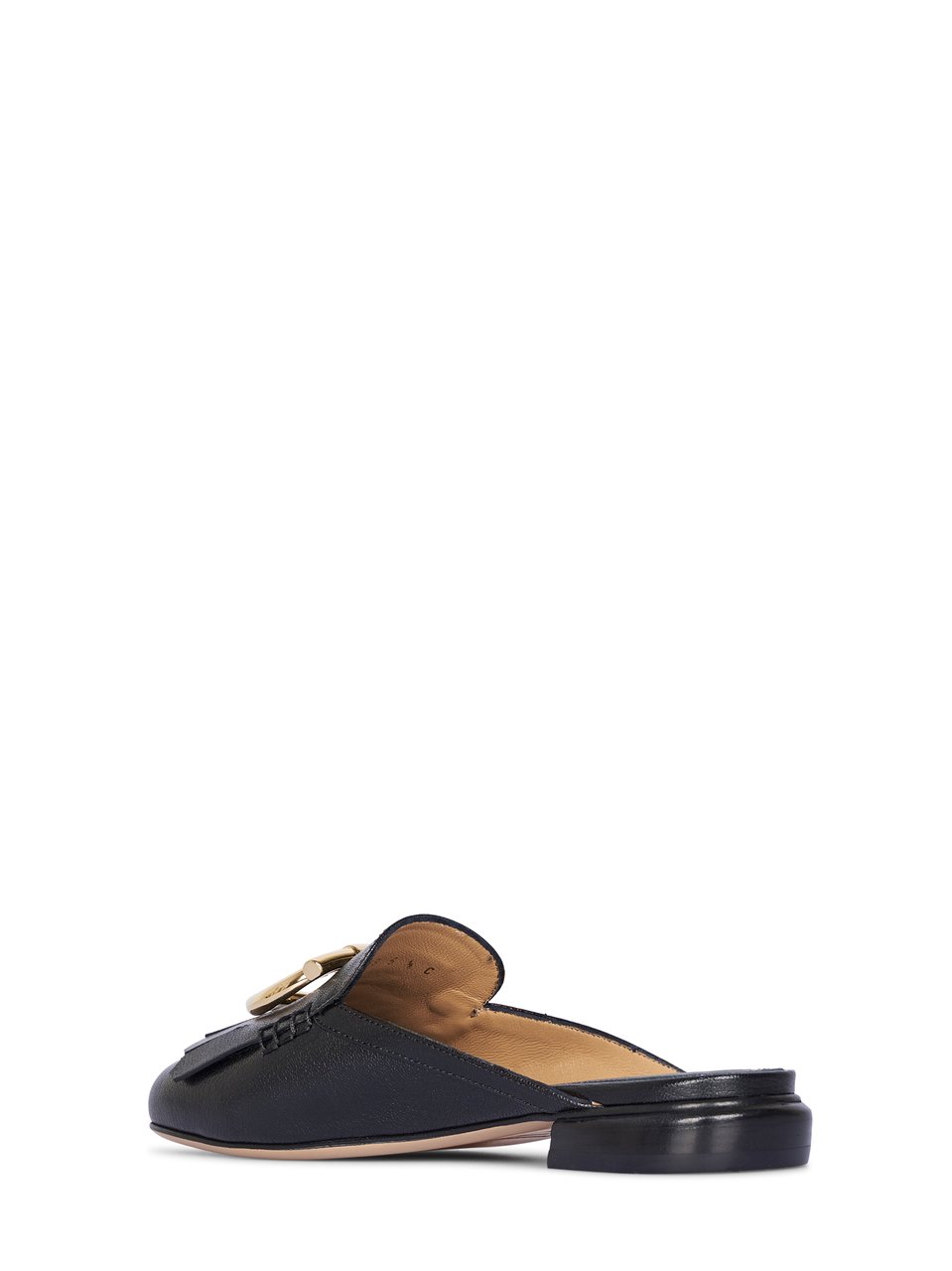 Ferragamo Textured Leather Flat Slip-On Shoes with Decorative Buckle Grijs