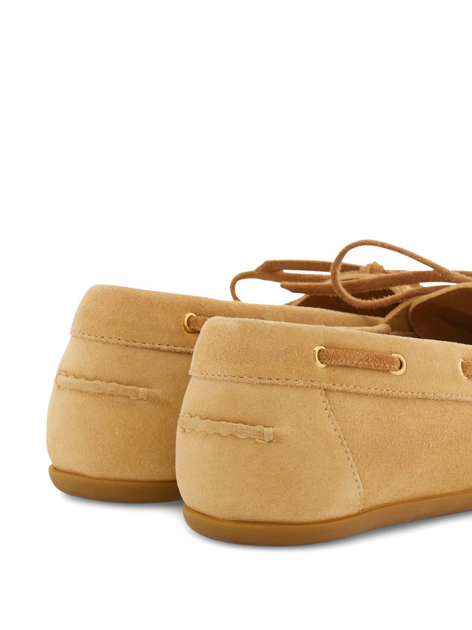Ferragamo Moccasin-Style Suede Flats with Bow Detail Bruin