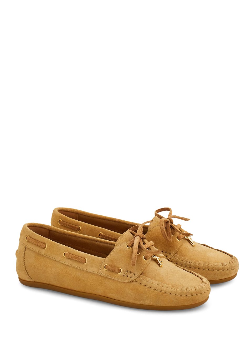 Ferragamo Moccasin-Style Suede Flats with Bow Detail Bruin