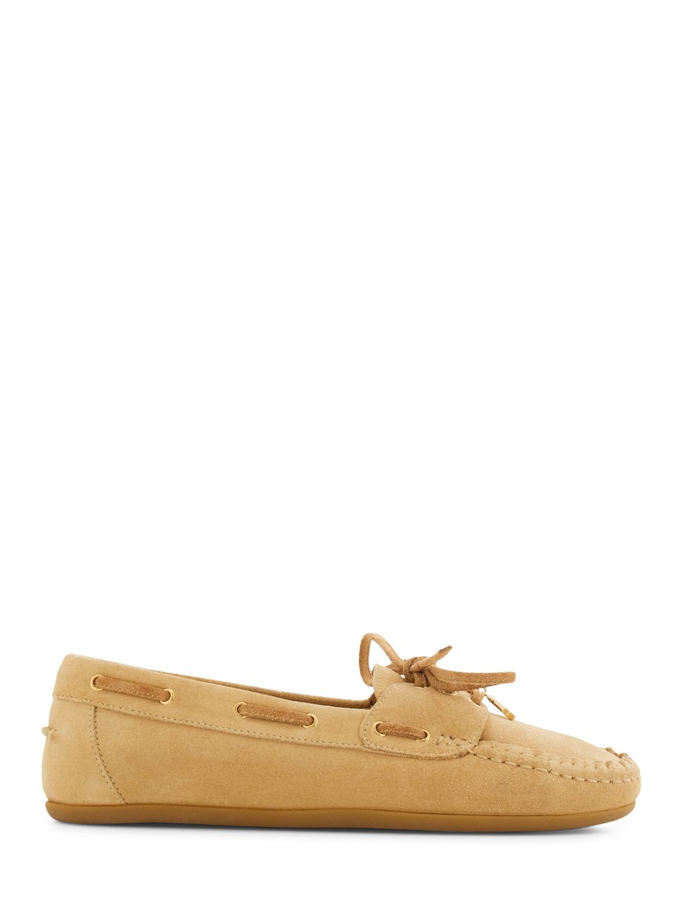 Ferragamo Moccasin-Style Suede Flats with Bow Detail Bruin