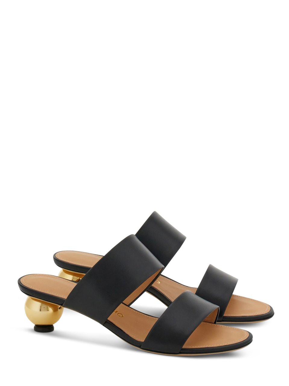 Ferragamo Sculptural Black Goat Leather Sandals Zwart