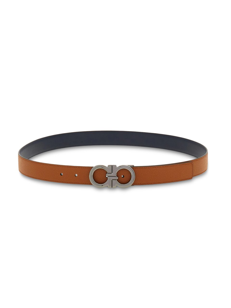 Ferragamo Double-Sided Leather Belt with Polished Interlocking Buckle Bruin