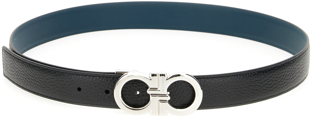 Ferragamo Ferragamo Black leather reversible belt Zwart