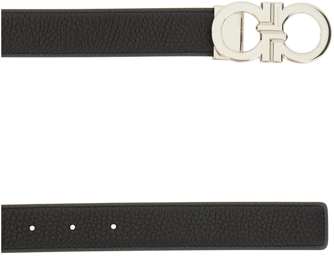 Ferragamo Ferragamo Black leather reversible belt Zwart