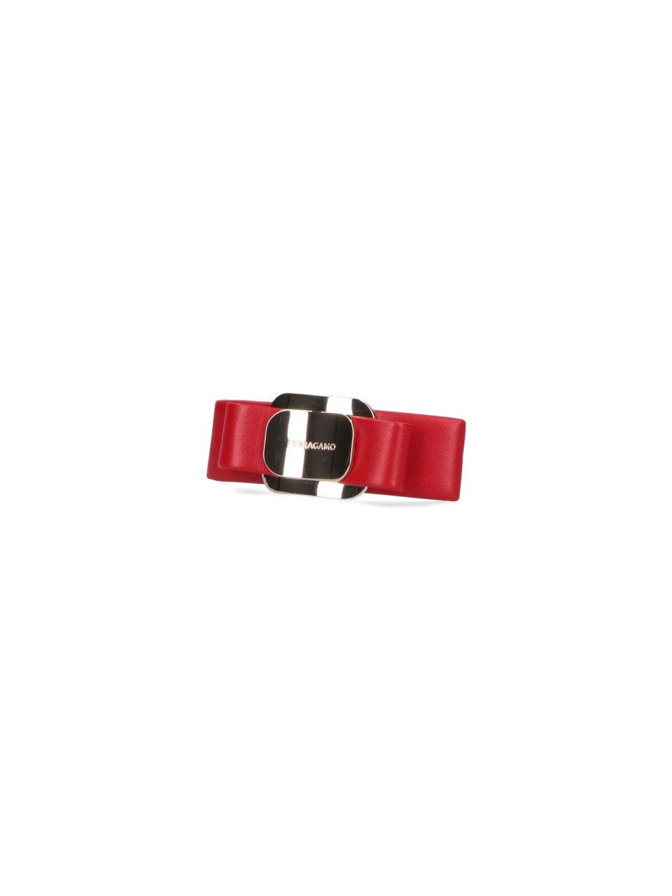 Ferragamo Structured Bow Hair Clip in Red Calf Leather Rood