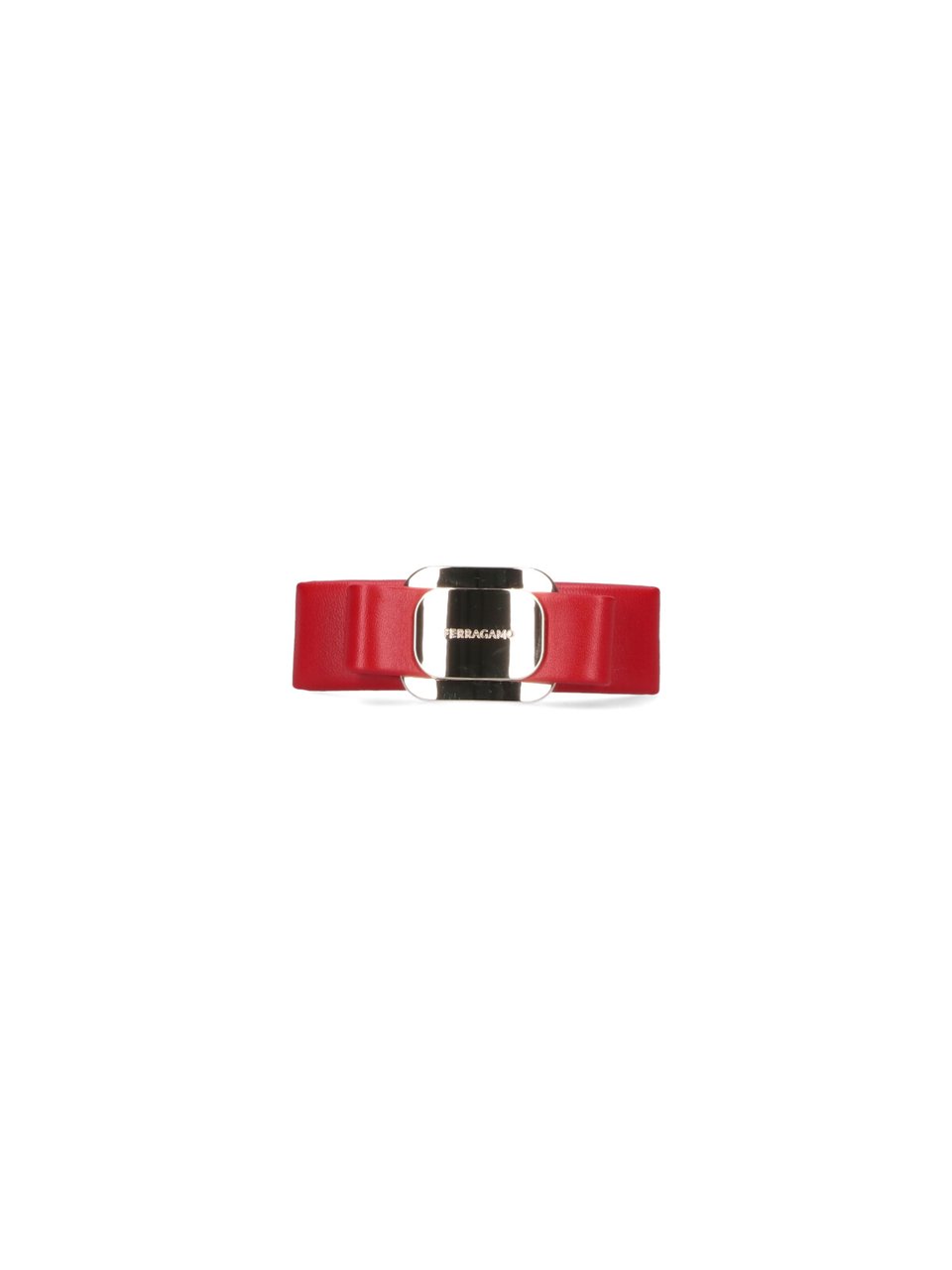 Ferragamo Structured Bow Hair Clip in Red Calf Leather Rood