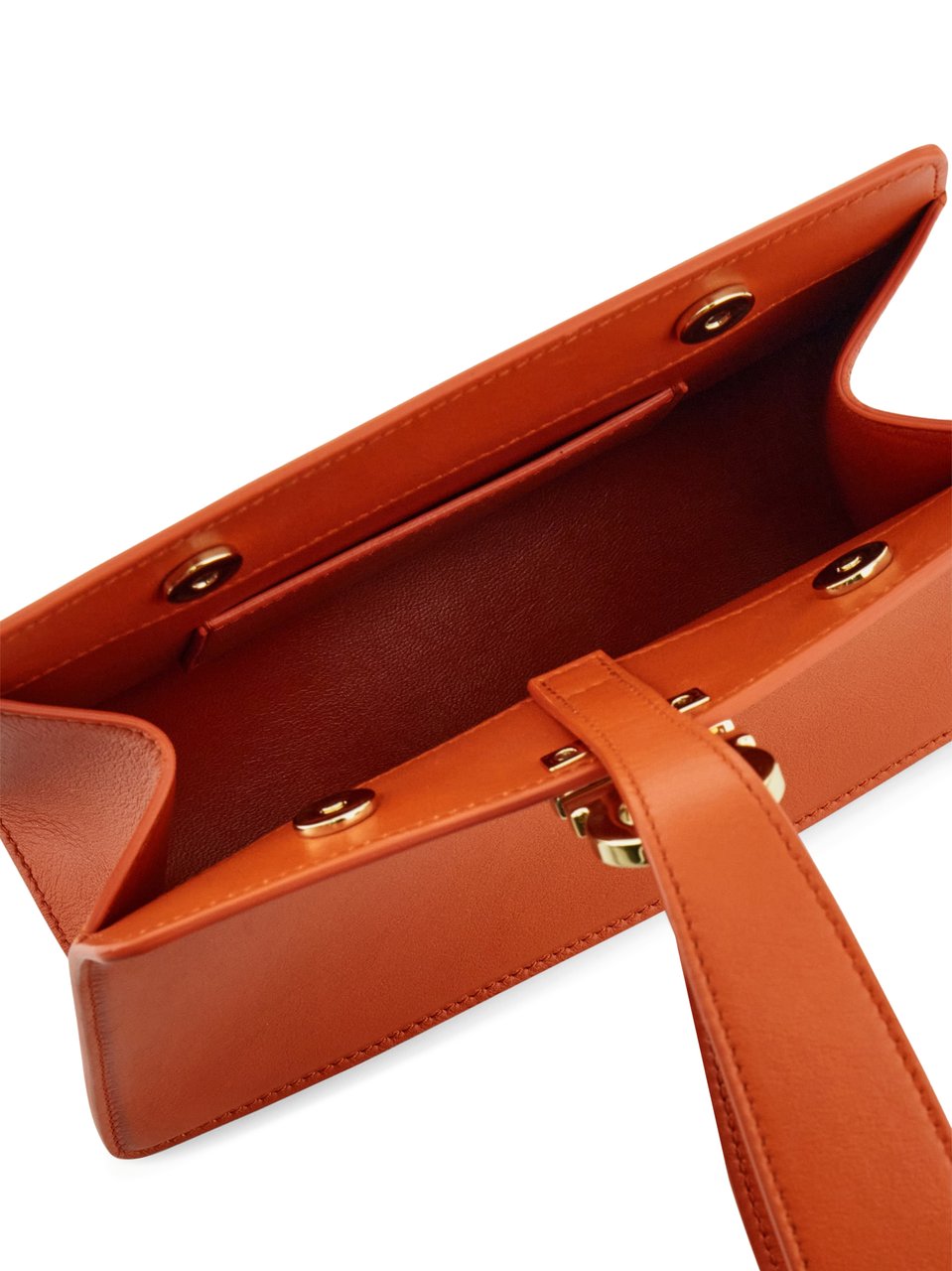 Ferragamo Rectangular Orange Clutch with Gold-tone Clasp Rood
