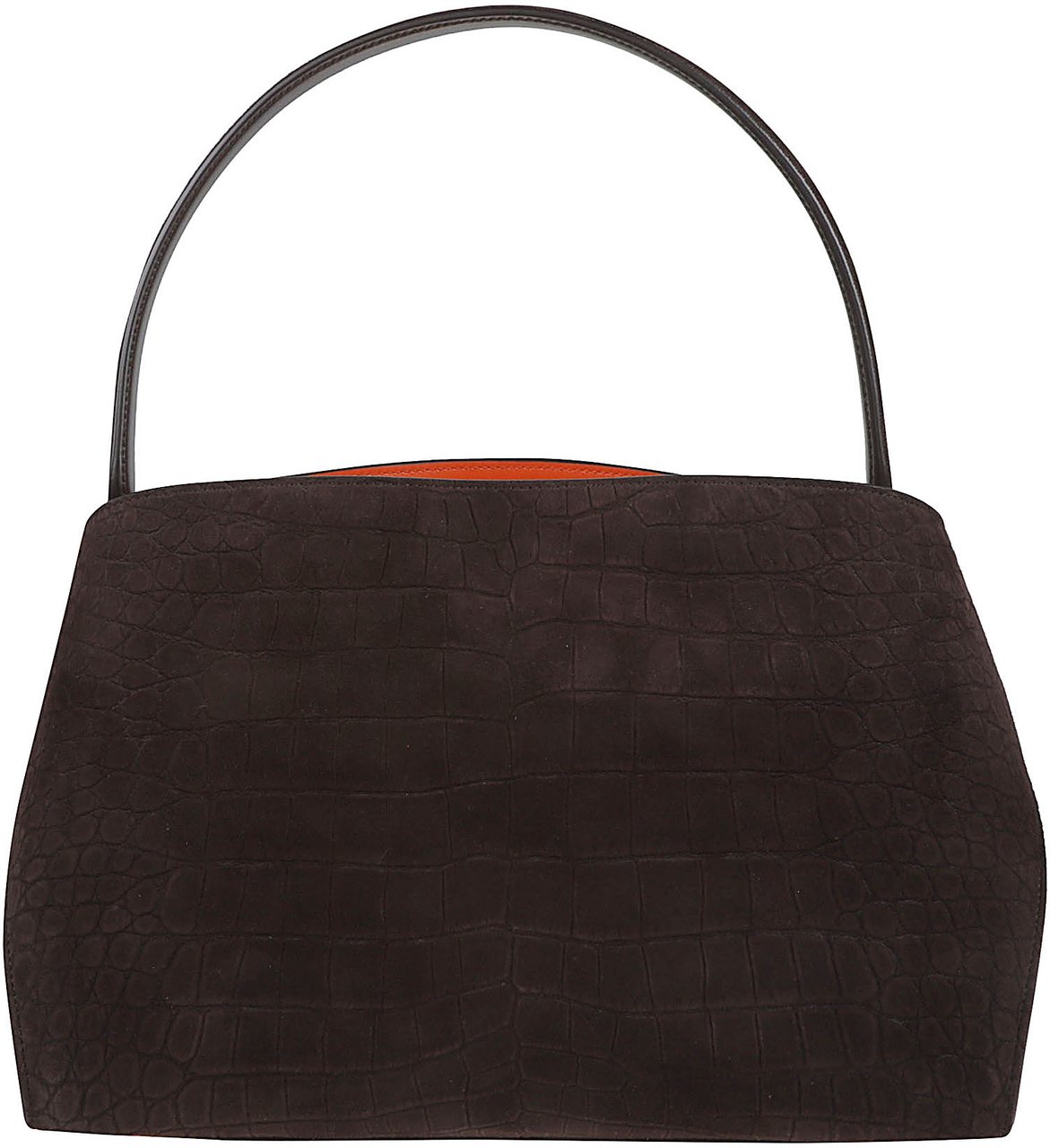 Ferragamo Structured Crocodile-Embossed Handbag with Gold-tone Accents Zwart