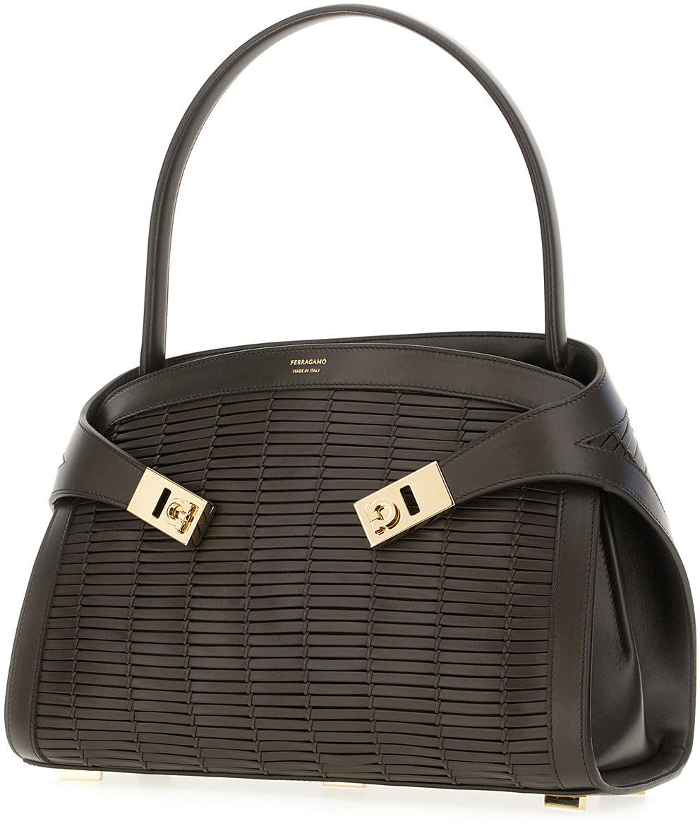 Ferragamo Ferragamo Dark brown leather medium Hug soft handbag Bruin