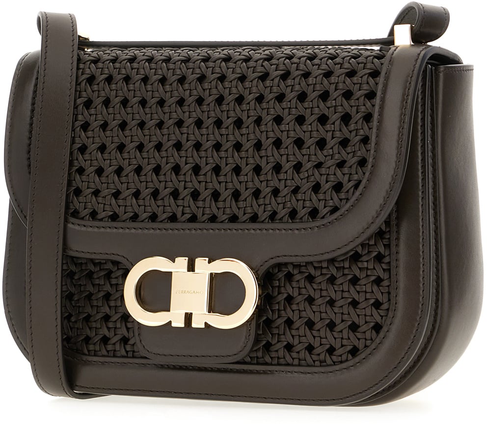 Ferragamo Ferragamo Chocolate leather crossbody bag Bruin