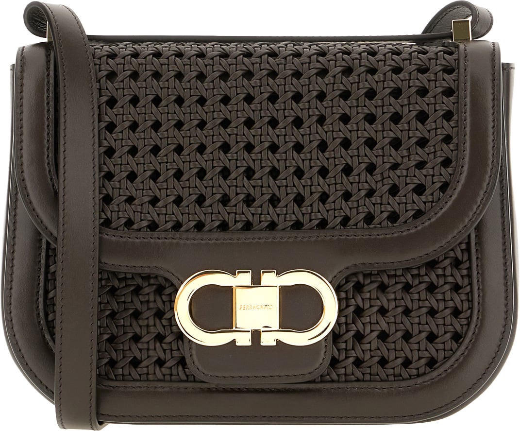 Ferragamo Ferragamo Chocolate leather crossbody bag Bruin