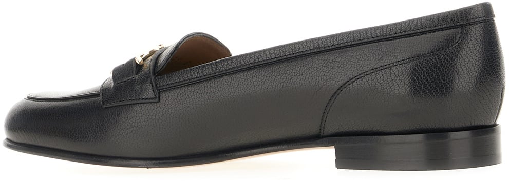 Ferragamo Black leather Bax loafers Zwart