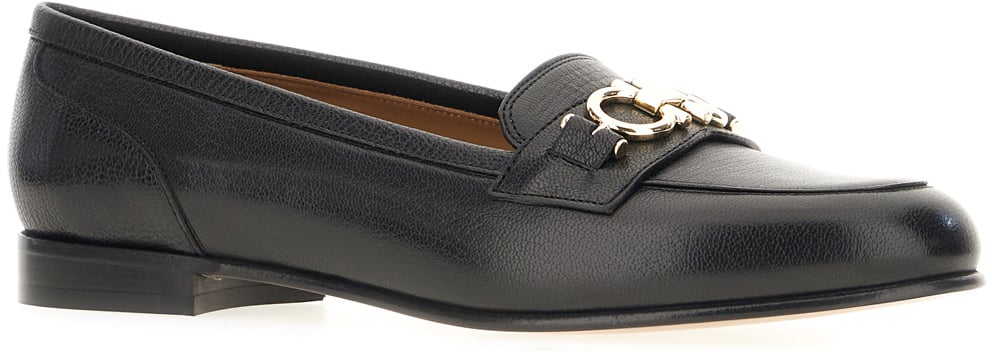 Ferragamo Black leather Bax loafers Zwart
