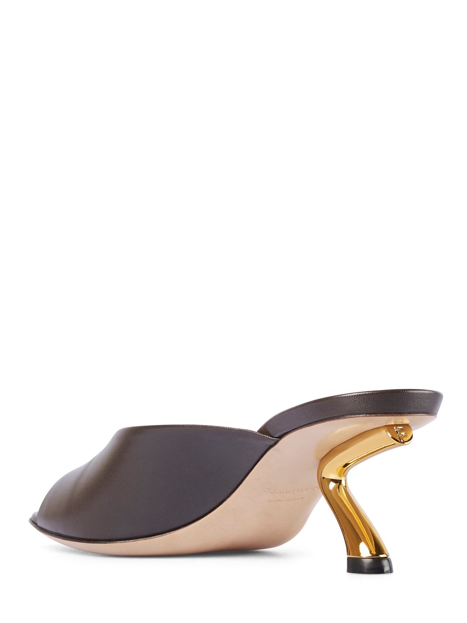 Ferragamo Sculptural Gold Kitten Heel Sandals Grijs