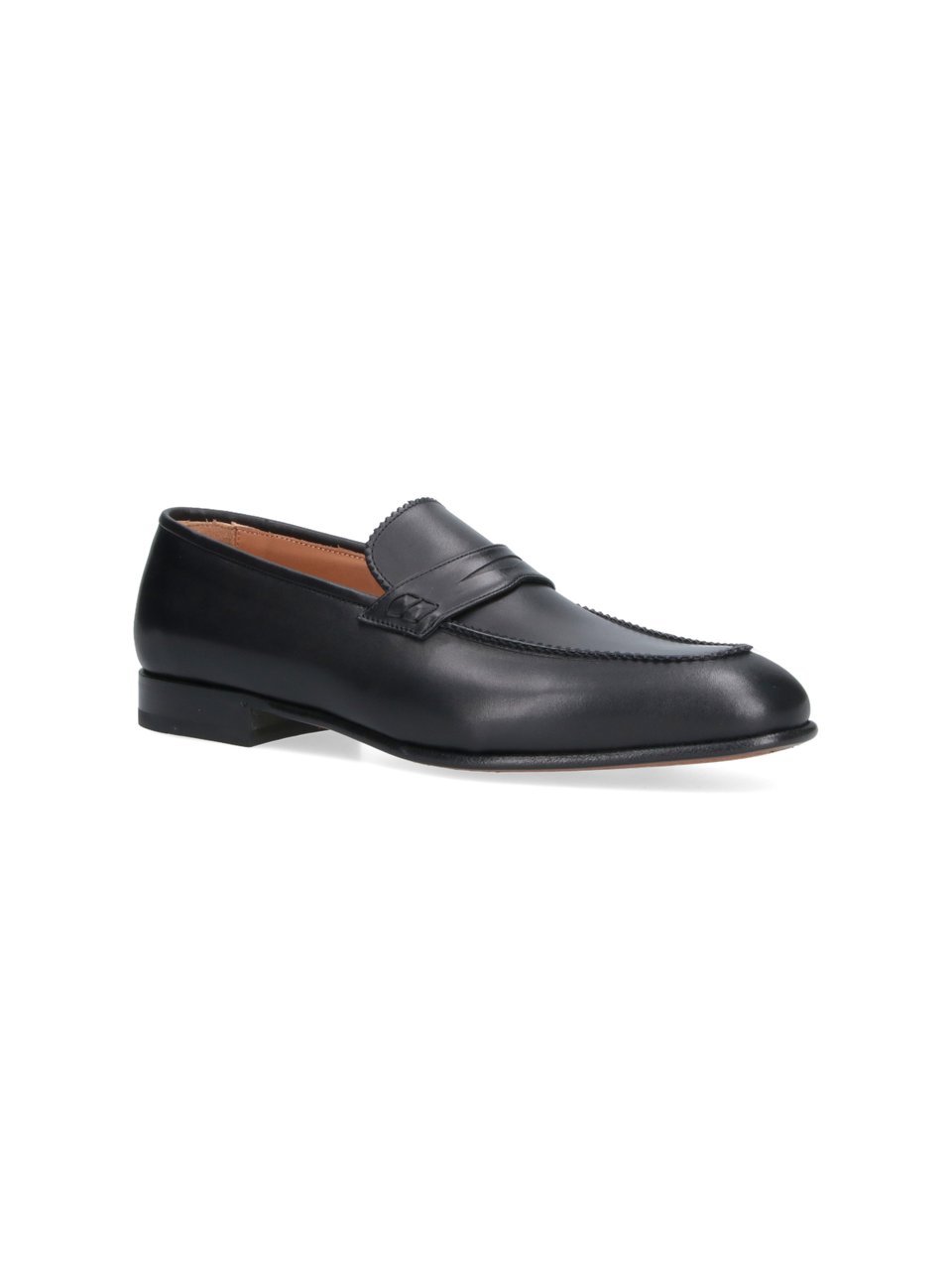 Ferragamo Black Round Toe Smooth Leather Loafers Zwart