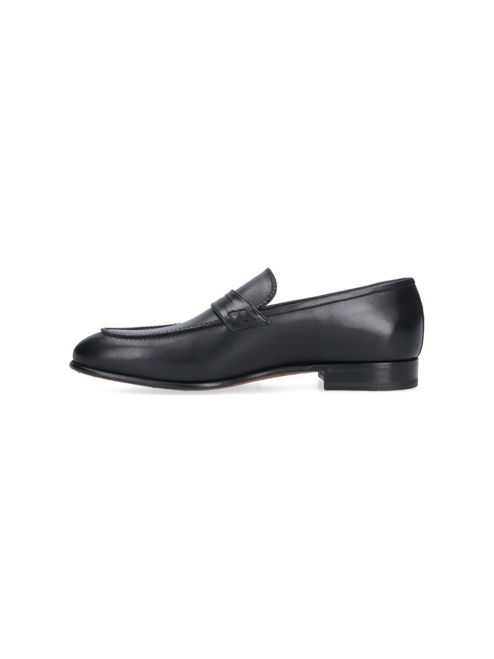 Ferragamo Black Round Toe Smooth Leather Loafers Zwart