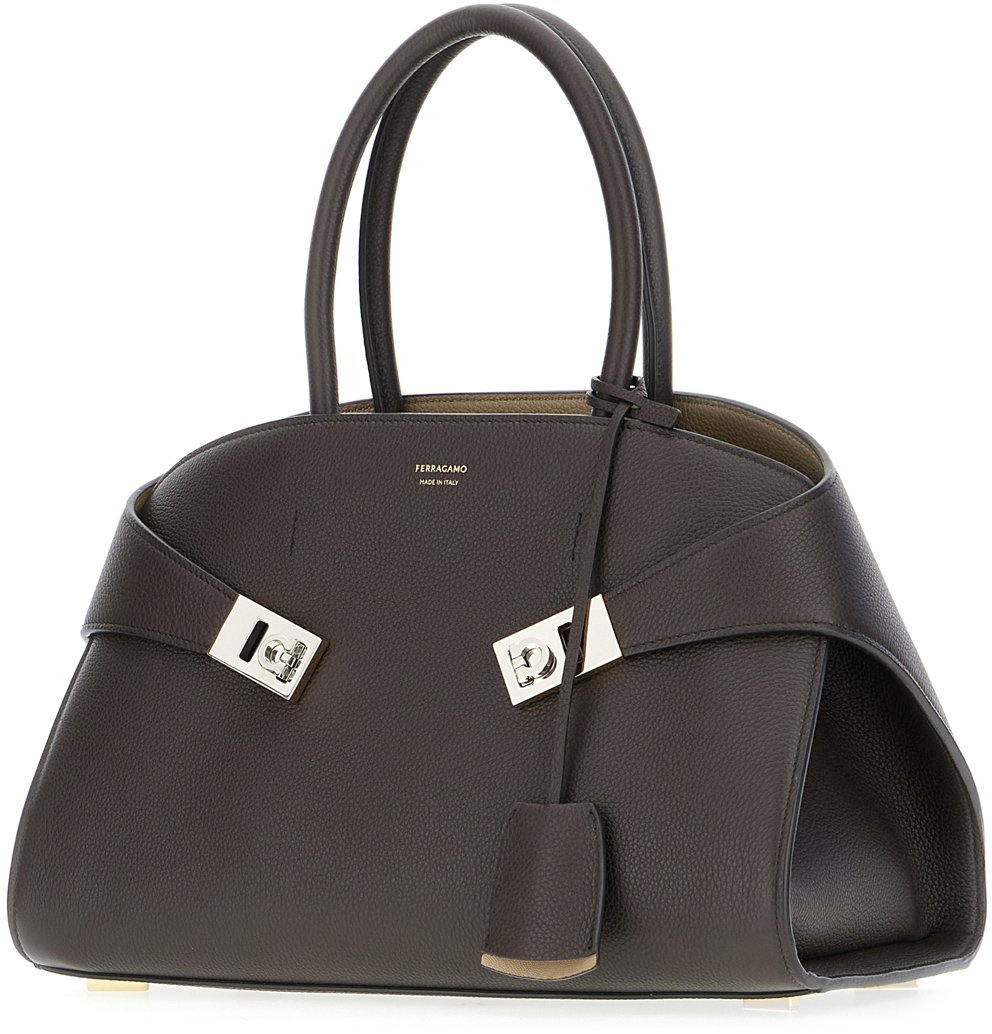 Ferragamo Chocolate leather medium Hug handbag Bruin