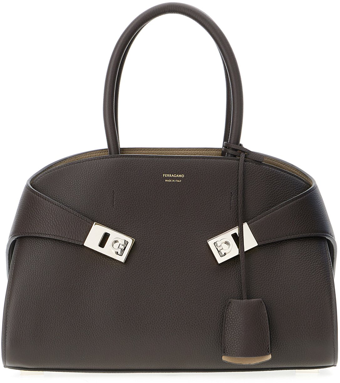 Ferragamo Chocolate leather medium Hug handbag Bruin