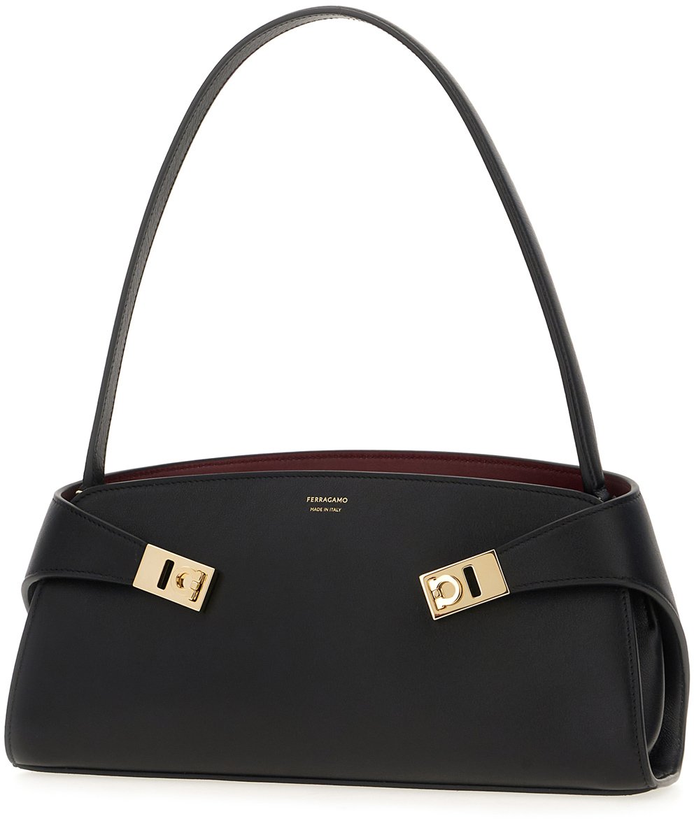 Ferragamo Black leather Hug handbag Zwart