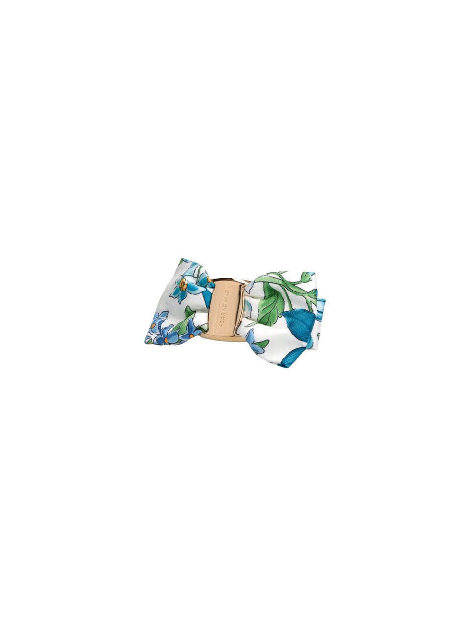 Ferragamo Light Blue Vara Silk Floral Hair Clip Blauw