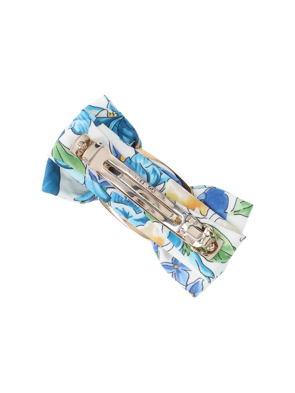 Ferragamo Light Blue Vara Silk Floral Hair Clip Blauw